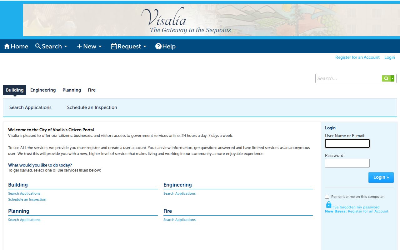 Visalia people directory records in Accela Citizen Access